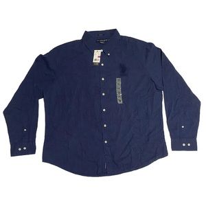 New mens shirt size 2xI U S Polo Assn slim fit 100% cotton button down logo blue